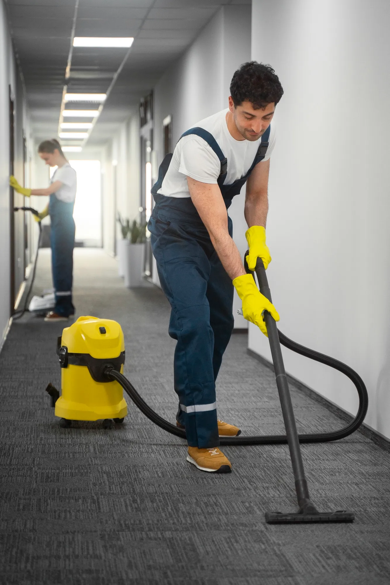 A carpet being cleaned with a machine