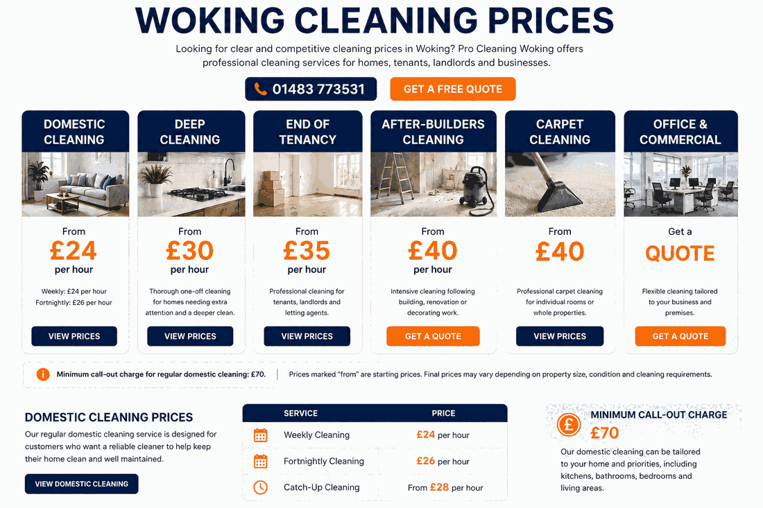 Woking Cleaning Prices